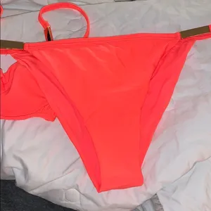 River Island shirred high leg‎ bikini set coral thumbnail 4