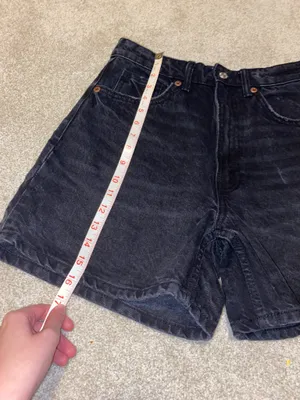 Zara High Rise Black Denim Jean Shorts 6 thumbnail 3