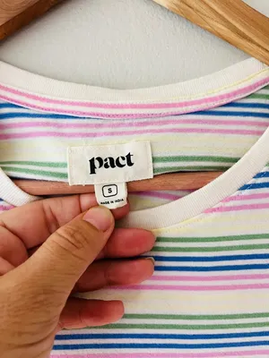 Pact Sz S Multicolor Striped Organic Cotton Essential Crewneck Tee Shirt thumbnail 2