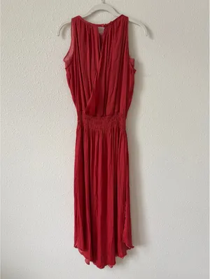 Shebird Emma Dress Rose Satin Size 2 / Small Colorful Party Comfy Midi Feminine thumbnail 2