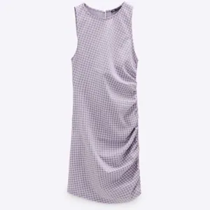ZARA Gingham Check Side Ruched dress mini super cute NWT Sleeveless size med thumbnail 7