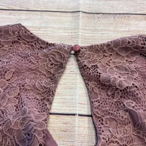 Altar'd State Dali Lace Fit and Flare Dress Pale Mauve V-Neck Keyhole Back NWT M thumbnail 12