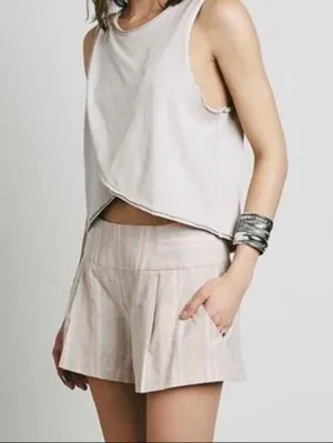 Free People Tan Pink Austin Striped Shorts thumbnail 2