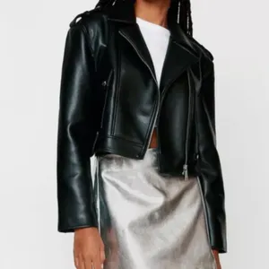 Nasty Gal Faux Leather Biker Jacket in Black sz 6 thumbnail 3