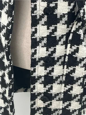Yoki Collection Women’s Black White Houndstooth Trench Coat Jacket Size Small thumbnail 3