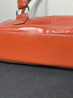 Y2K Vintage Burnt Orange Leather Silver Hardware Large Shoulder Bag Preppy thumbnail 7