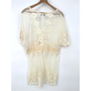 NorthStyle Women XL Ivory Sheer Mesh Lace Tunic Top Boho Romantic Fairy Ethereal thumbnail 4