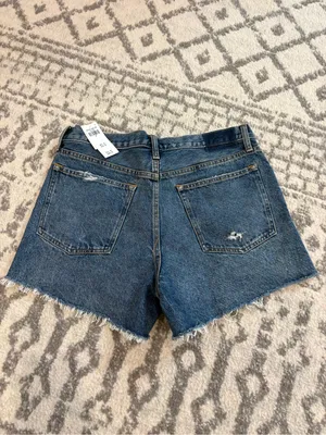Abercrombie & Fitch Dark Blue Distressed Denim Cutoff Shorts thumbnail 4