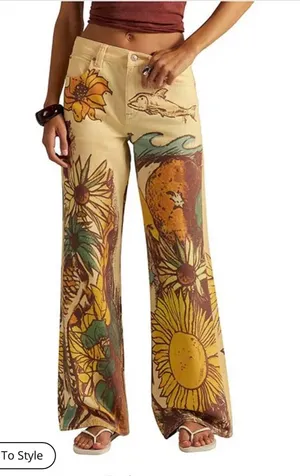 Free People We The Free Printed Mid Ride Jeans thumbnail 1
