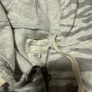 American Eagle Gray Zebra Print Woman’s Hoodie thumbnail 2