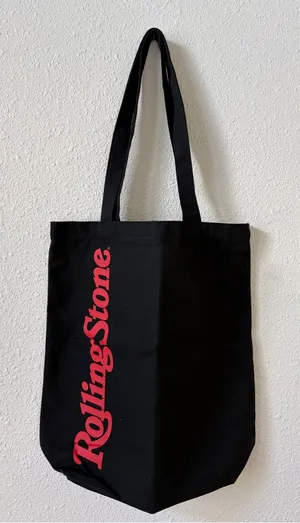Rolling Stones Graphic Canvas Tote Bag Black Y2K Indie Grunge Festival thumbnail 1
