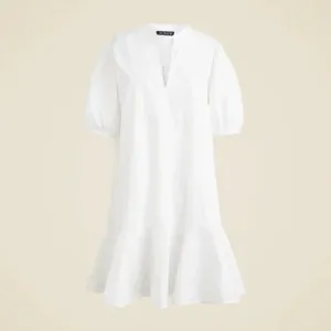 NWT!! J. CREW Delilah Dress‎ Cotton Poplin Solid White Mini Ruffle Small Tall ST thumbnail 11