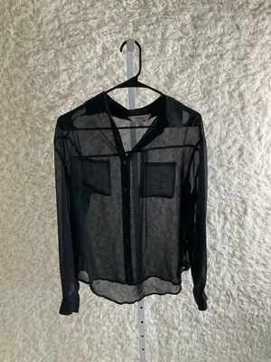 DECREE WOMEN'S LONG-SLEEVE BLACK BUTTON UP SHIRT~SIZE MEDIUM thumbnail 4