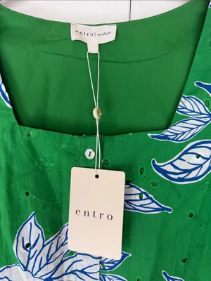 entro Green Floral Mini with White & Blue Print Boutique Dress thumbnail 3