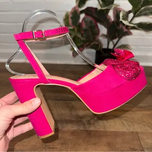 New York & Company Raya Rhinestone Flower Platform Heels Pump Size 9 thumbnail 1