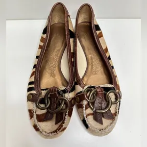 Matisse Zebra Calf Hair Moccasin Loafers Brown Tan‎ Black Size 6.5M thumbnail 2