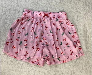 Wild Fable Pink Satin Pajama Shorts‎ Cherry Bow Pickle Print XXS Sleepwear NWOT thumbnail 1