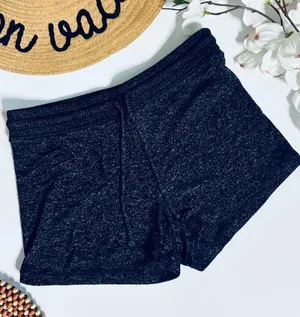 American Eagle Amazingly Soft Knit Lounge Shorts Black Heather Drawstring Small thumbnail 1