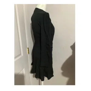 Sunday Best Aritzia Black Wrap Mini Dress Long Sleeve V-Neck Ruffle Hem 2XS thumbnail 2