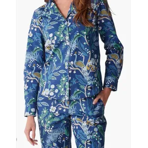 Rifle Paper Co x The Company Store Peacock Blue Pajama Set Size M thumbnail 2