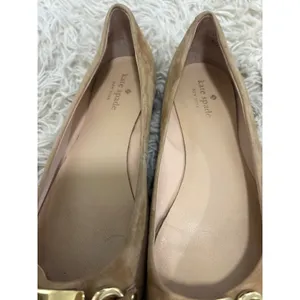 Kate‎ Spade Phoebe Suede Ballet Flats Gold Buckle Women Size 8 Tan Loafers thumbnail 7