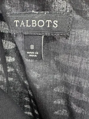 Talbots Black and White Polka Dot knee length Dress 8 cotton career party event thumbnail 12