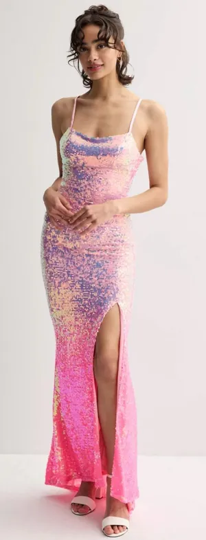 Jump Apparel Pink Multicolor Sequin Maxi Dress — Juniors’ Size 3/4 (S) thumbnail 1