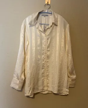 Baltic Born Kieran Striped Button Up Satin Cream Top Size Small NWT‎ thumbnail 1