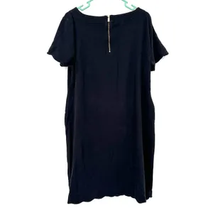 Talbots Size 1X Dress Black‎ Tee Shirt Dress Short Sleeve Zipper Back Sheath thumbnail 2