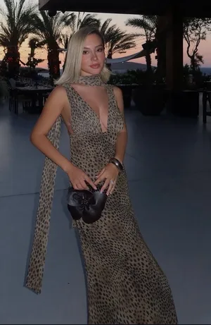 Zara Leopard Animal cheetah Print Evening Gown with Scarf maxi dress thumbnail 1