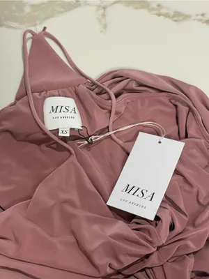 MISA Los Angeles Domino Draped Mini Dress Womens XS Blush Rose Warm Weather Glam thumbnail 5
