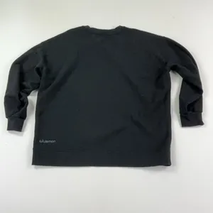 Lululemon Sweatshirt Womens Medium Black Crewneck Fleece Pullover Logo Relaxed thumbnail 7