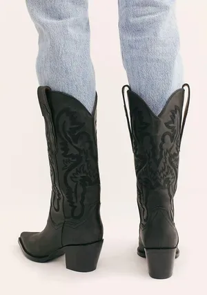 Jeffrey Campbell Dagget Western Boots Womens 7 Black Leather Cowboy New With Box thumbnail 2