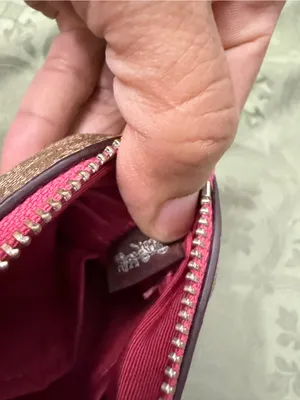 Coach Brown Signature Wristlet with Pink Trim thumbnail 4