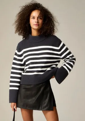 J. Crew Chunky Crew Neck Merino Wool Blend Striped Sweater. Size-Small thumbnail 1