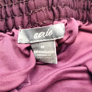 Aerie Floral Wide Leg Pants Size Medium Womens Burgundy Red Trousers Lightweight thumbnail 3