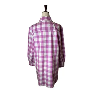 Tyler Boe Shirt Women Medium Purple White Gingham Long‎ Sleeve Button Down Tunic thumbnail 2