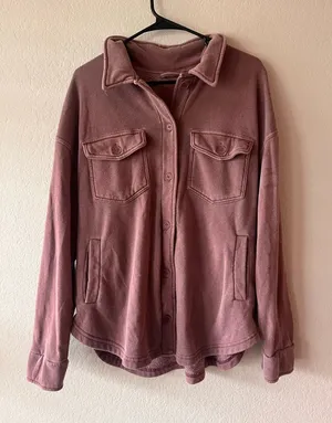 Thread & Supply Pink Textured Utility Fleece Shacket Size M thumbnail 1
