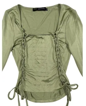 Finesse - Morgan Green Long Sleeve Cut out Top in Sage Green thumbnail 2
