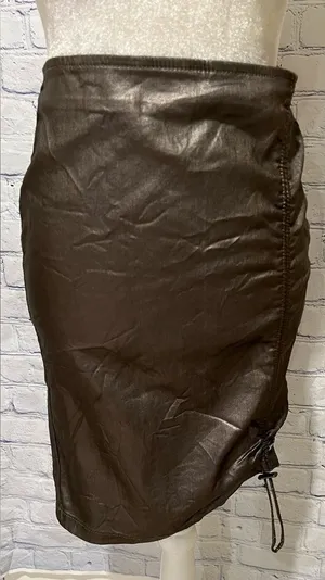 Zara Metallic Faux Leather Skirt With Stretch Size Small thumbnail 1