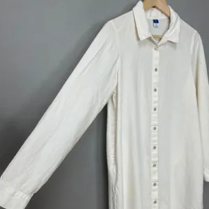 Old Navy Linen Blend Shirt Dress White Women Small Tall Long Sleeve Minimalist thumbnail 15