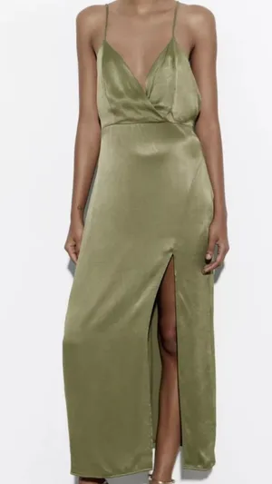 ZARA Dress satin effect corset satin effect midi wedding party coctail thumbnail 6