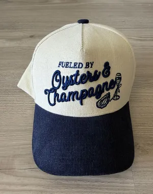 Oysters & Champagne Embroidered Two-Tone Cap - Cream & Navy thumbnail 1