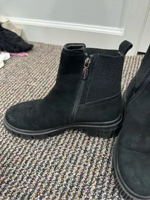 Blondo Black Suede Chelsea Booties with Side Zip Pull thumbnail 2