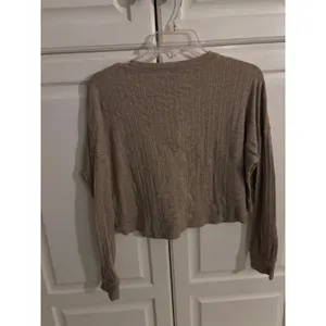 Hollister Womens‎ Tan Ribbed Henley Long Sleeve Cropped Top Small 339L2907 thumbnail 4