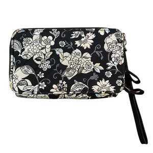 Vera Bradley RFID Zip Around Wallet Black Floral Women Size 6.5 x 4 thumbnail 4