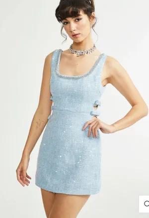 Miss Rossier Blue Tweed Dress thumbnail 1