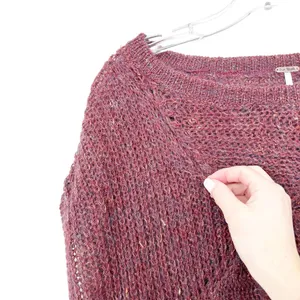 Free People Maroon Wool Linen Mohair Blend Shirt Sz S thumbnail 4