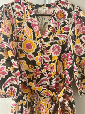 Umgee Women's Black Floral Print Dress with Tie Waist thumbnail 2