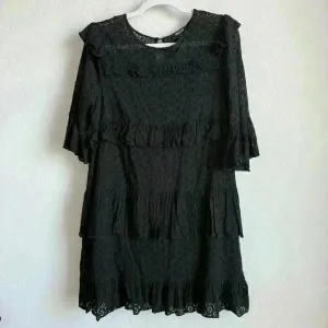 Madewell Women’s Black‎ Eyelet Waterlily Tiered Ruffle Boho Mini Dress Size 10 thumbnail 14
